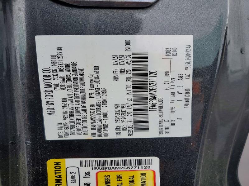 Продаж на аукціоні авто 2016 Ford Mustang, vin: 1FA6P8AM2G5271120, номер лоту: 48782096