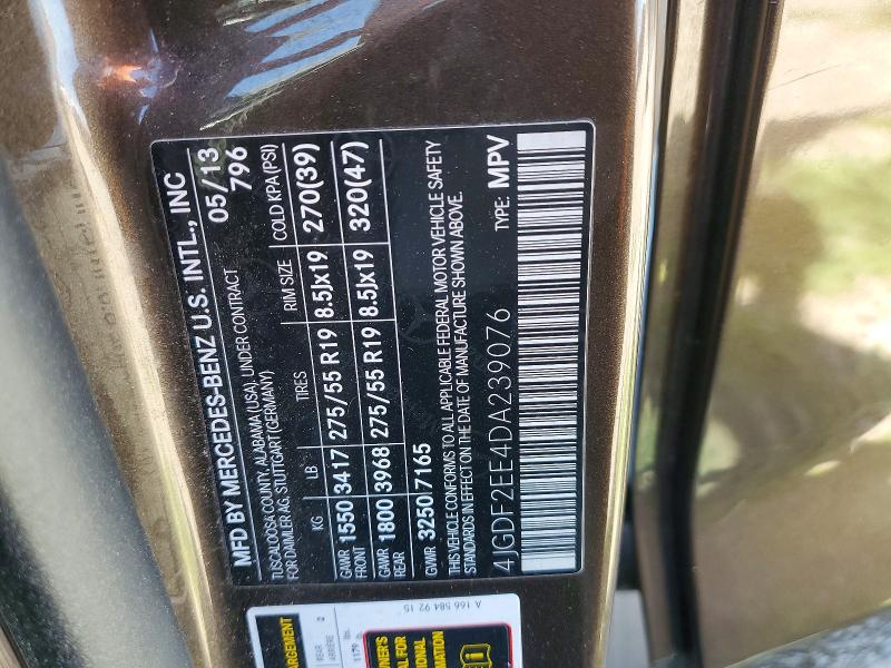 50169516 :رقم المزاد ، 4JGDF2EE4DA239076 vin ، 2013 Mercedes-benz Gl مزاد بيع