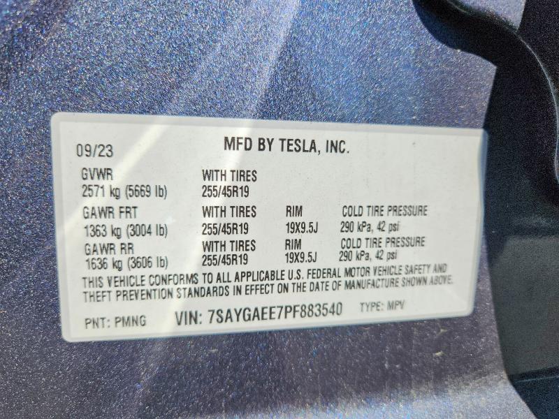 Продажа на аукционе авто 2023 Tesla Model Y, vin: 7SAYGAEE7PF883540, номер лота: 48781686