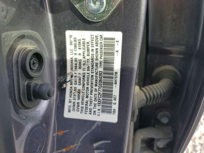 Aukcja sprzedaży 2016 Honda Civic, vin: 19XFC2F77GE064393, numer aukcji: 47939496