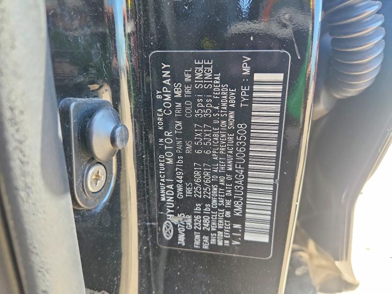 49949346 :رقم المزاد ، KM8JU3AG4FU063508 vin ، 2015 Hyundai Tucson مزاد بيع