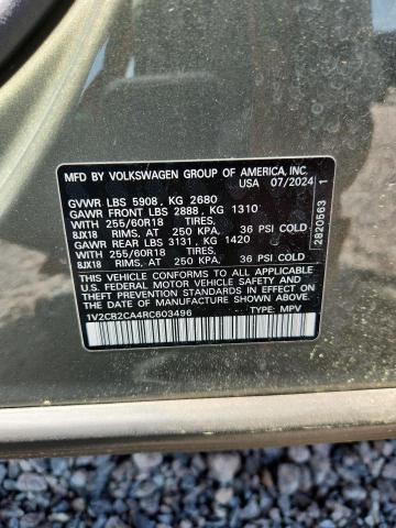 2024 Volkswagen Atlas მანქანა იყიდება აუქციონზე, vin: 1V2CR2CA4RC603496, აუქციონის ნომერი: 49878336