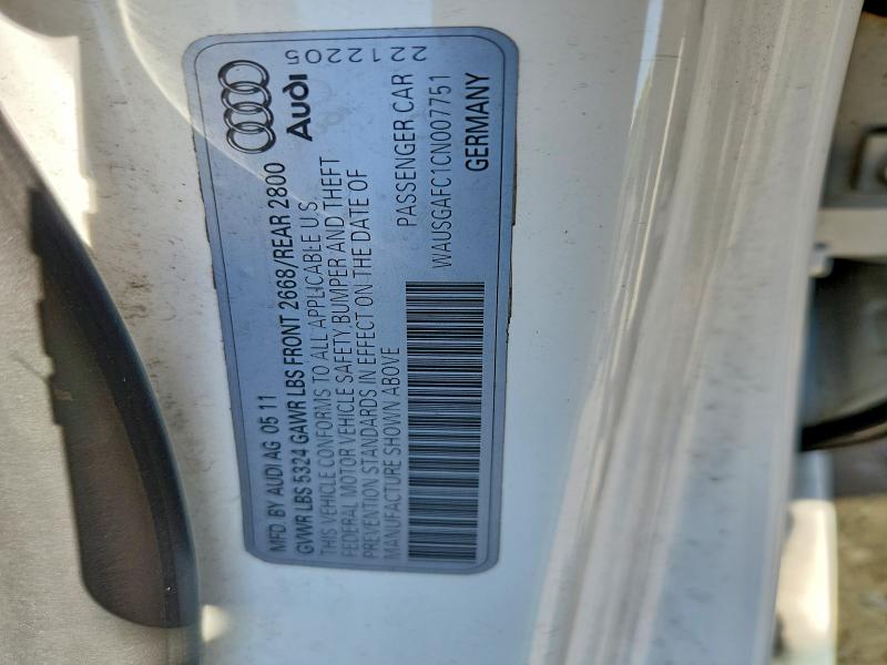 Aukcja sprzedaży 2012 Audi A7, vin: WAUSGAFC1CN007751, numer aukcji: 49475136