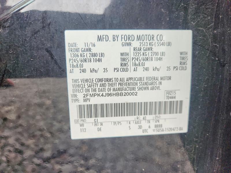 2017 Ford Edge მანქანა იყიდება აუქციონზე, vin: 2FMPK4J96HBB20002, აუქციონის ნომერი: 49633086