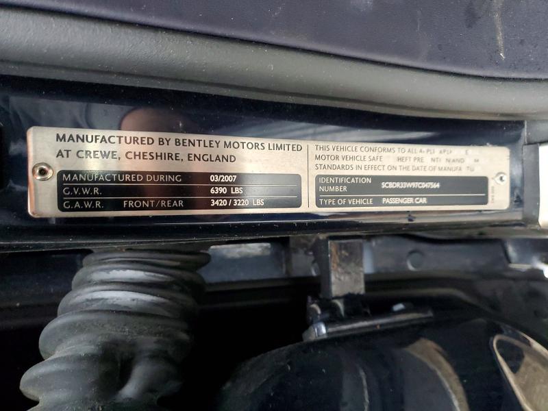 47454026 :رقم المزاد ، SCBDR33W97C047564 vin ، 2007 Bentley Continental مزاد بيع