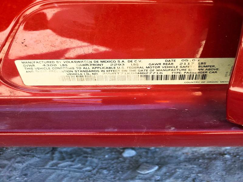 2006 Volkswagen Jetta მანქანა იყიდება აუქციონზე, vin: 3VWRT71K96M827716, აუქციონის ნომერი: 50279466