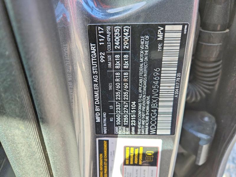 48789476 :رقم المزاد ، WDC0G4JBXJV054696 vin ، 2018 Mercedes-benz Glc مزاد بيع