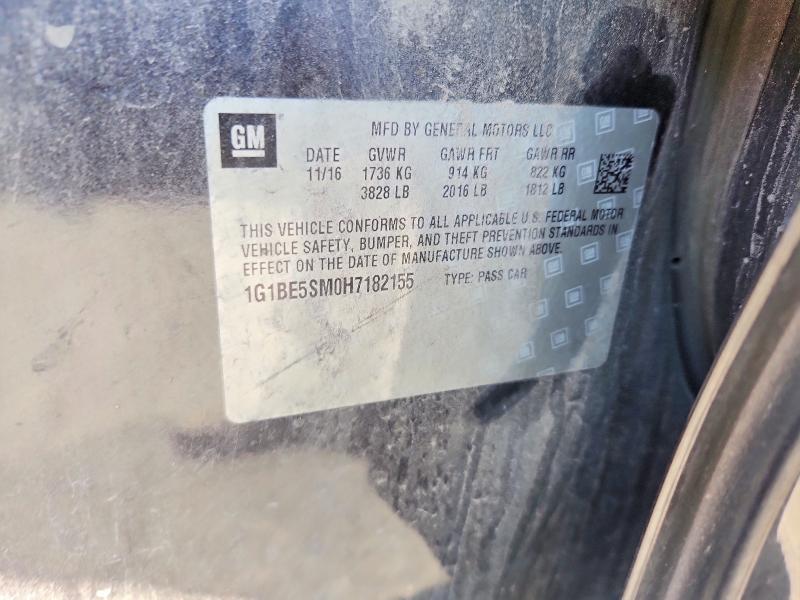 2017 Chevrolet Cruze მანქანა იყიდება აუქციონზე, vin: 1G1BE5SM0H7182155, აუქციონის ნომერი: 50810946