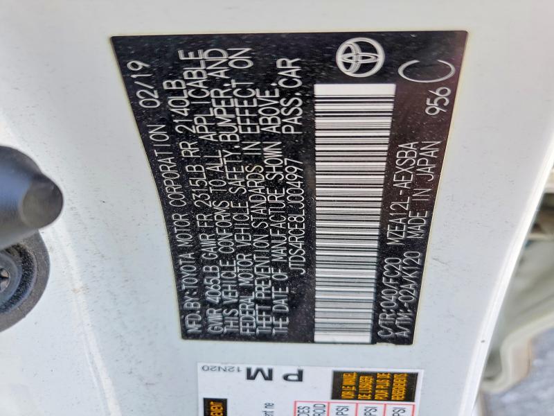Aukcja sprzedaży 2020 Toyota Corolla, vin: JTDS4RCE8LJ004997, numer aukcji: 51845226