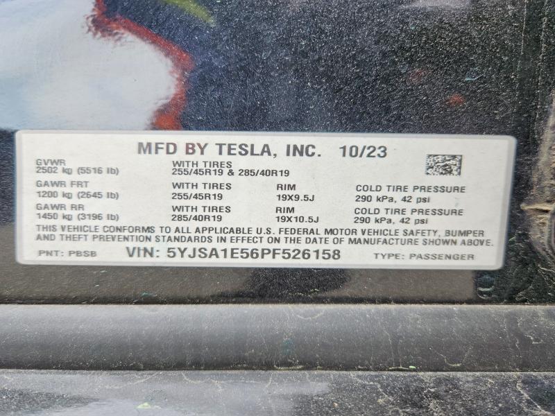 Продажа на аукционе авто 2023 Tesla Model S, vin: 5YJSA1E56PF526158, номер лота: 50108416
