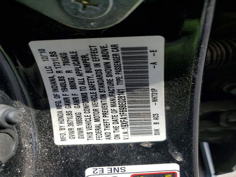 51312836 :رقم المزاد ، 19XFA1F69BE028141 vin ، 2011 Honda Civic مزاد بيع