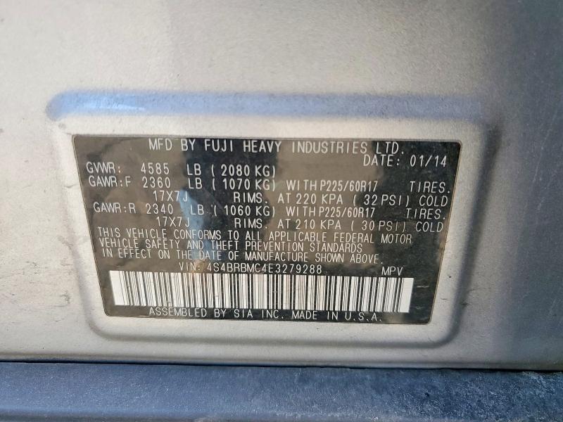 Продаж на аукціоні авто 2014 Subaru Outback, vin: 4S4BRBMC4E3279288, номер лоту: 50904706