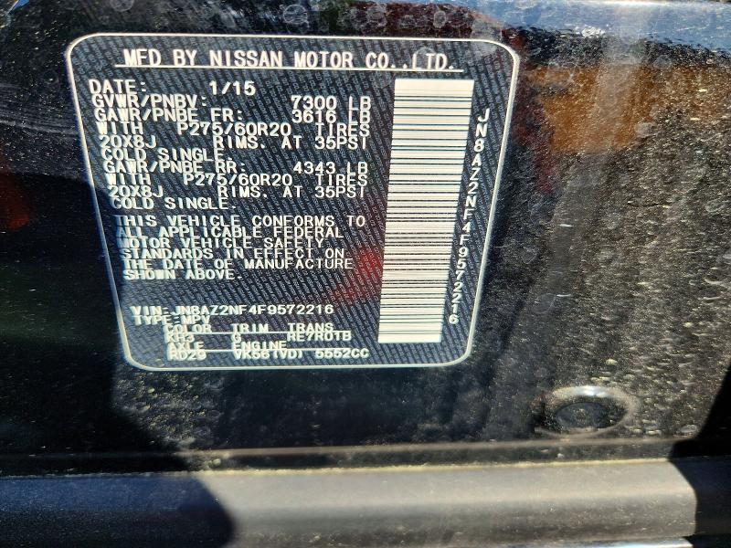 Aukcja sprzedaży 2015 Infiniti Qx80, vin: JN8AZ2NF4F9572216, numer aukcji: 49766376