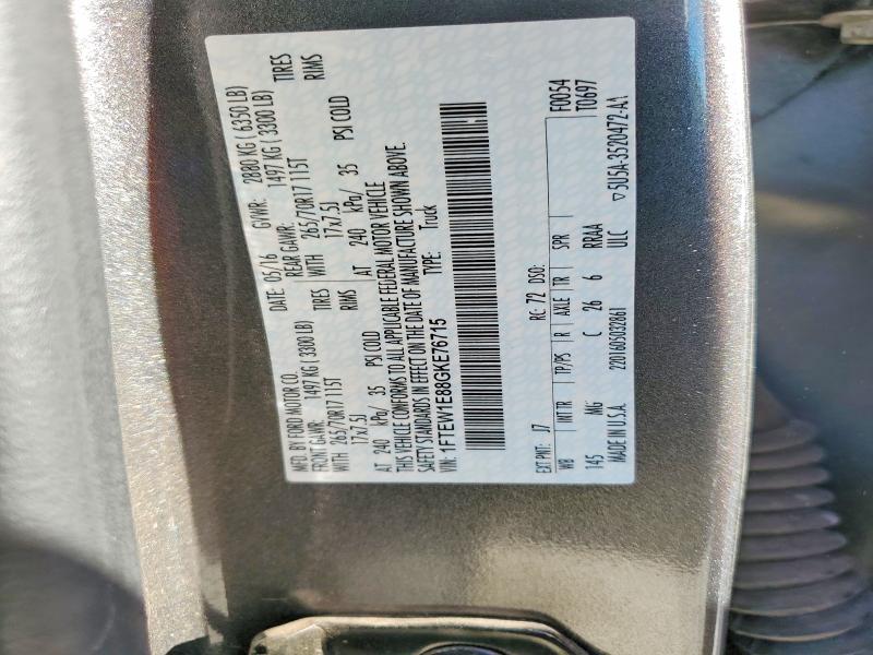 Aukcja sprzedaży 2016 Ford F150, vin: 1FTEW1E88GKE76715, numer aukcji: 51163676