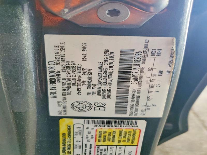 Aukcja sprzedaży 2020 Ford Fusion, vin: 3FA6P0RU6LR182096, numer aukcji: 48834766