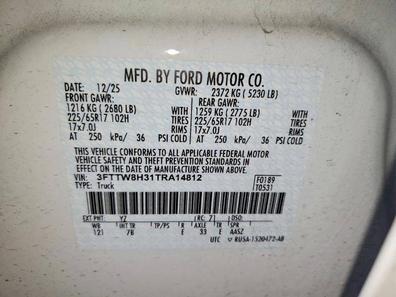 51195946 :رقم المزاد ، 3FTTW8H31TRA14812 vin ، 2026 Ford Maverick مزاد بيع