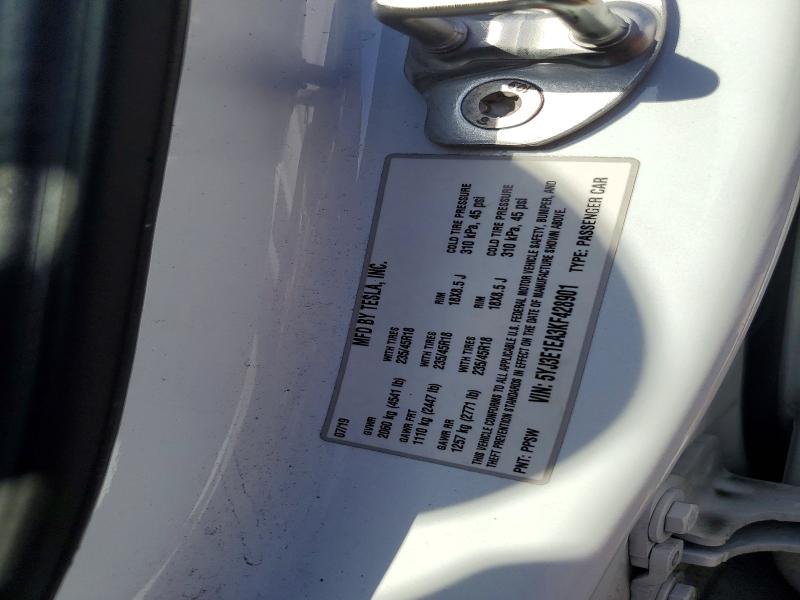 2019 Tesla Model 3 მანქანა იყიდება აუქციონზე, vin: 5YJ3E1EA3KF428901, აუქციონის ნომერი: 51854316