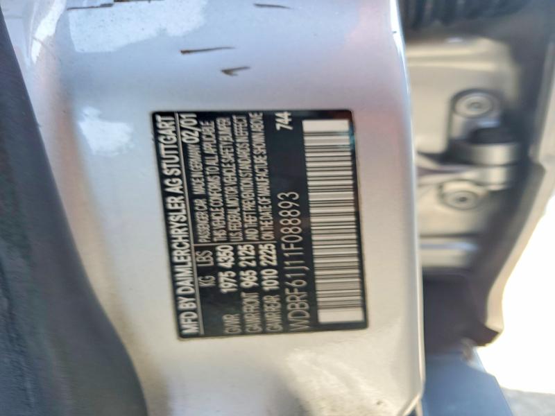 2001 Mercedes-benz C მანქანა იყიდება აუქციონზე, vin: WDBRF61J11F088893, აუქციონის ნომერი: 48941376