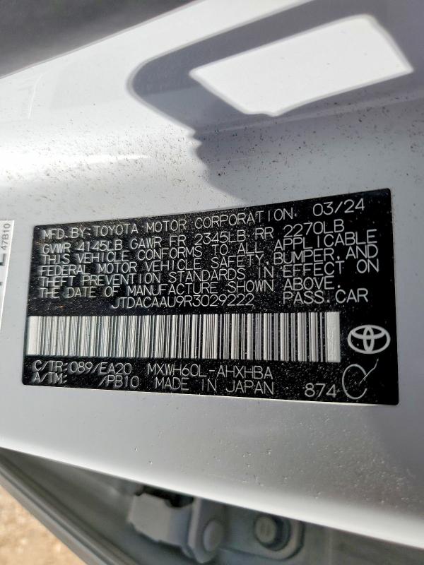 Aukcja sprzedaży 2024 Toyota Prius, vin: JTDACAAU9R3029222, numer aukcji: 49129216