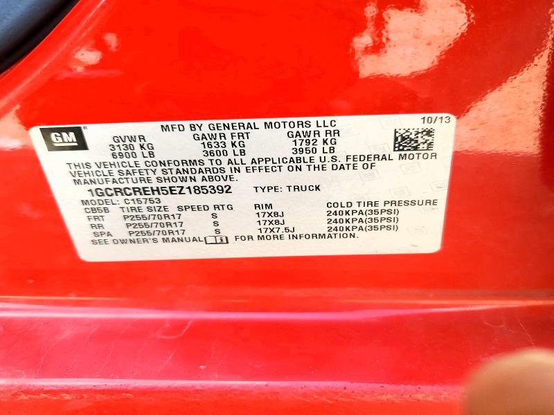 47521126 :رقم المزاد ، 1GCRCREH5EZ185392 vin ، 2014 Chevrolet Silverado مزاد بيع