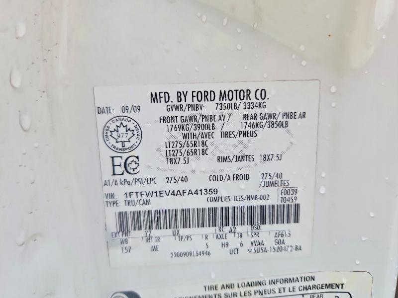 Aukcja sprzedaży 2010 Ford F150, vin: 1FTFW1EV4AFA41359, numer aukcji: 50119596