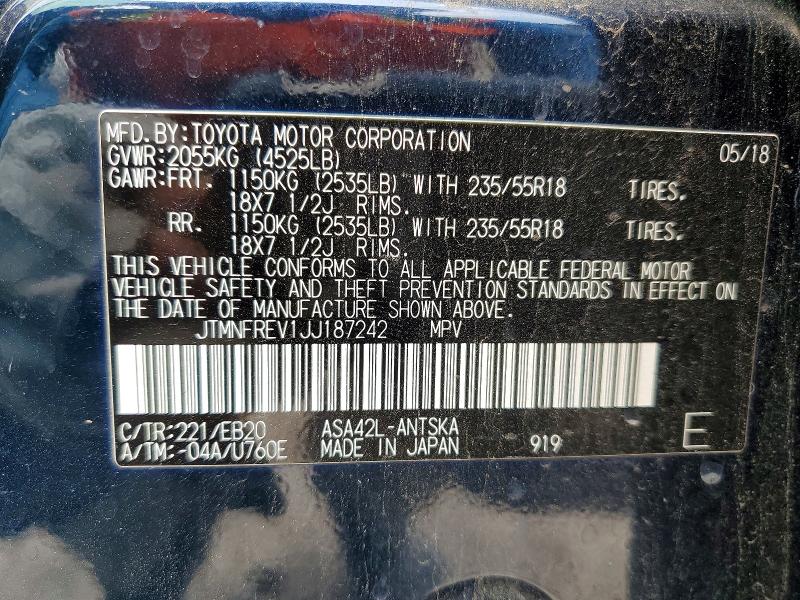 51510466 :رقم المزاد ، JTMNFREV1JJ187242 vin ، 2018 Toyota Rav4 مزاد بيع