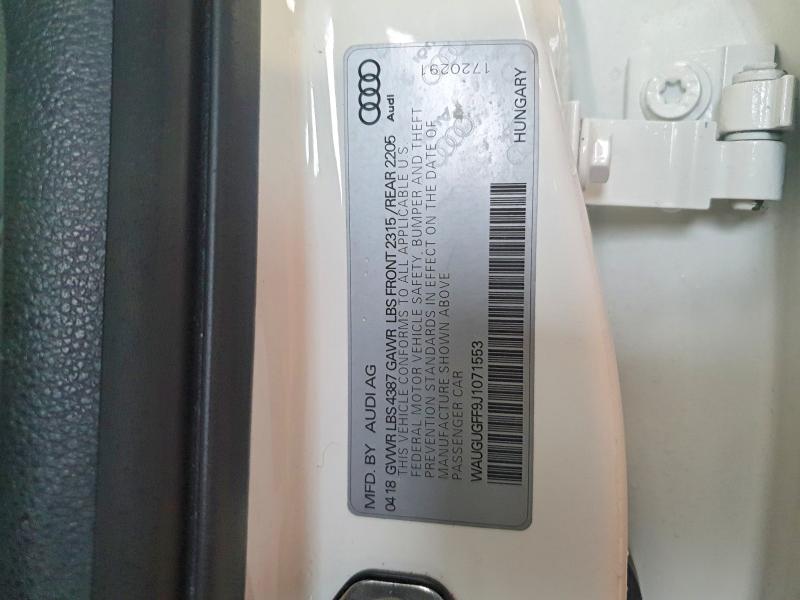 Aukcja sprzedaży 2018 Audi A3, vin: WAUGUGFF9J1071553, numer aukcji: 48394936