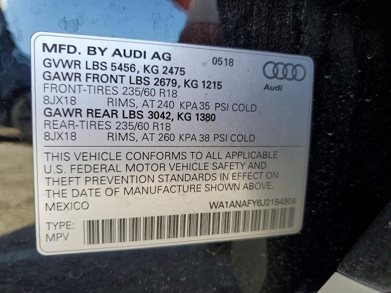 Продажа на аукционе авто 2018 Audi Q5, vin: WA1ANAFY6J2184904, номер лота: 51005546
