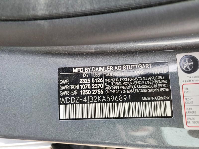Продаж на аукціоні авто 2019 Mercedes-benz E, vin: WDDZF4JB2KA596891, номер лоту: 50809756