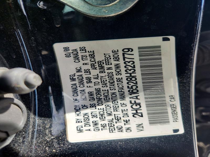 2008 Honda Civic მანქანა იყიდება აუქციონზე, vin: 2HGFA16528H323779, აუქციონის ნომერი: 52008606
