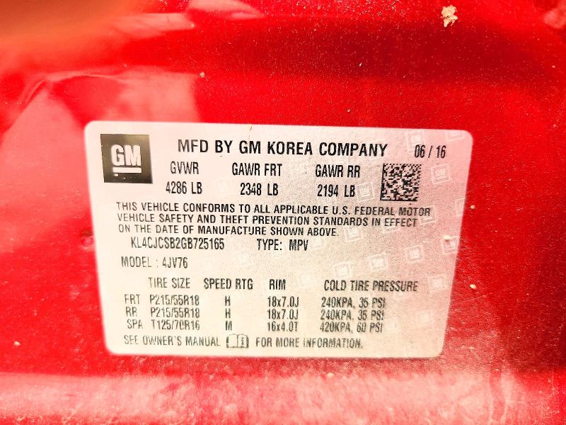 Продаж на аукціоні авто 2016 Buick Encore, vin: KL4CJCSB2GB725165, номер лоту: 49098936