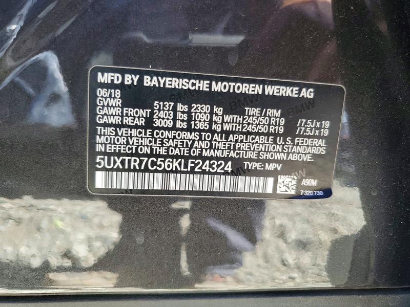 Продажа на аукционе авто 2019 Bmw X3, vin: 5UXTR7C56KLF24324, номер лота: 49960296