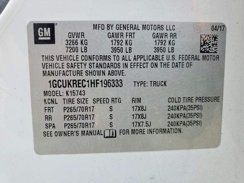 Продажа на аукционе авто 2017 Chevrolet Silverado, vin: 1GCUKREC1HF196333, номер лота: 51713626