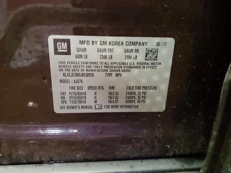 Продажа на аукционе авто 2018 Buick Encore, vin: KL4CJESB9JB530926, номер лота: 49607726