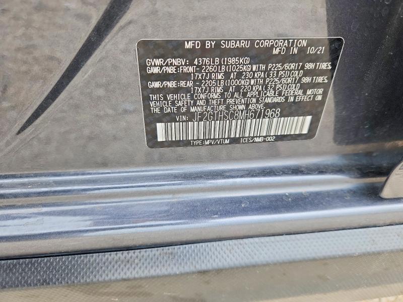 Продаж на аукціоні авто 2021 Subaru Crosstrek, vin: JF2GTHSC8MH671968, номер лоту: 50732386