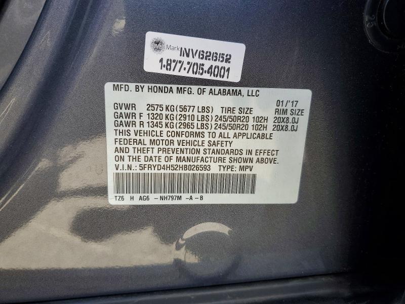 Aukcja sprzedaży 2017 Acura Mdx, vin: 5FRYD4H52HB026593, numer aukcji: 50789786
