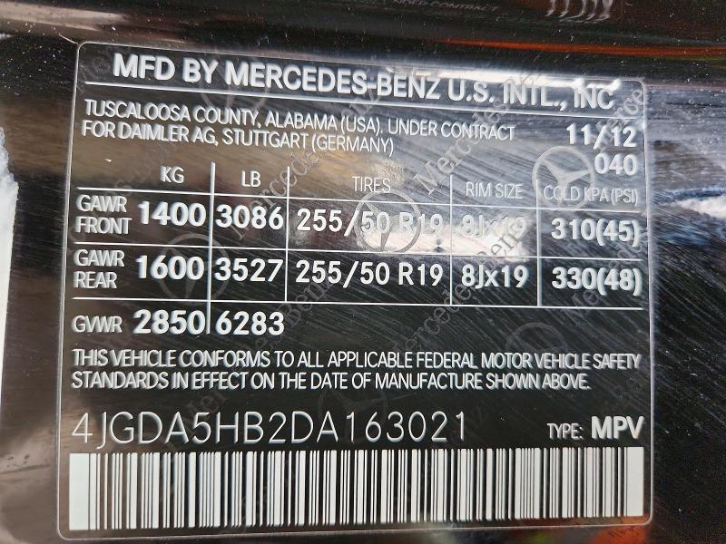 2013 Mercedes-benz Ml მანქანა იყიდება აუქციონზე, vin: 4JGDA5HB2DA163021, აუქციონის ნომერი: 48993846