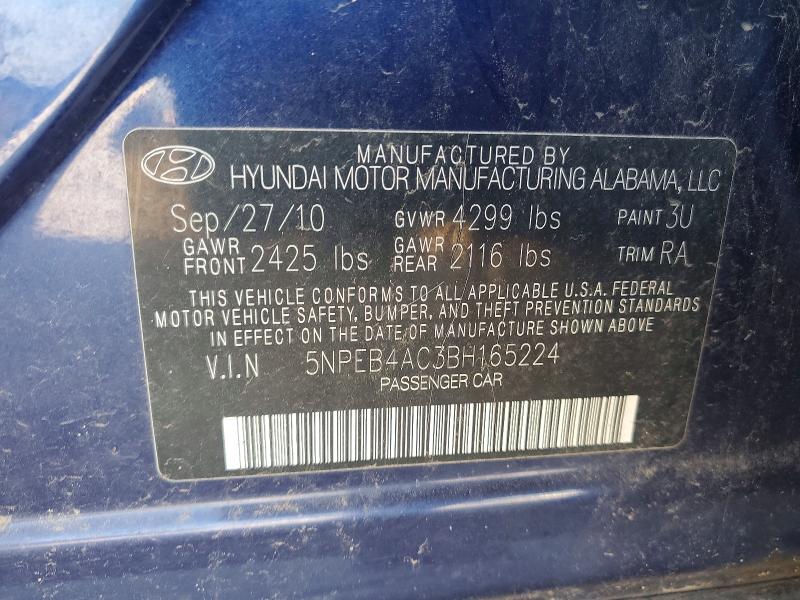 Aukcja sprzedaży 2011 Hyundai Sonata, vin: 5NPEB4AC3BH165224, numer aukcji: 49470166