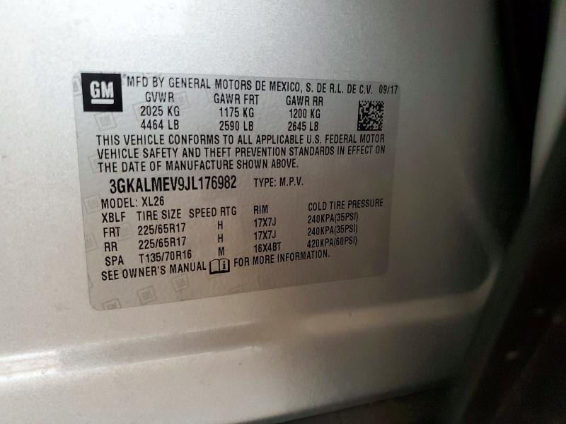 2018 Gmc Terrain მანქანა იყიდება აუქციონზე, vin: 3GKALMEV9JL176982, აუქციონის ნომერი: 51283026