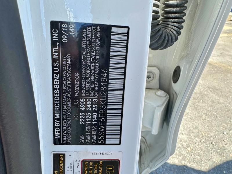 Продажа на аукционе авто 2019 Mercedes-benz C, vin: 55SWF6EB3KU284846, номер лота: 48006566