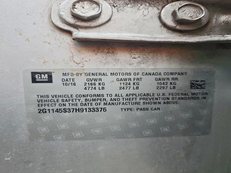 Aukcja sprzedaży 2017 Chevrolet Impala, vin: 2G1145S37H9133376, numer aukcji: 49798046