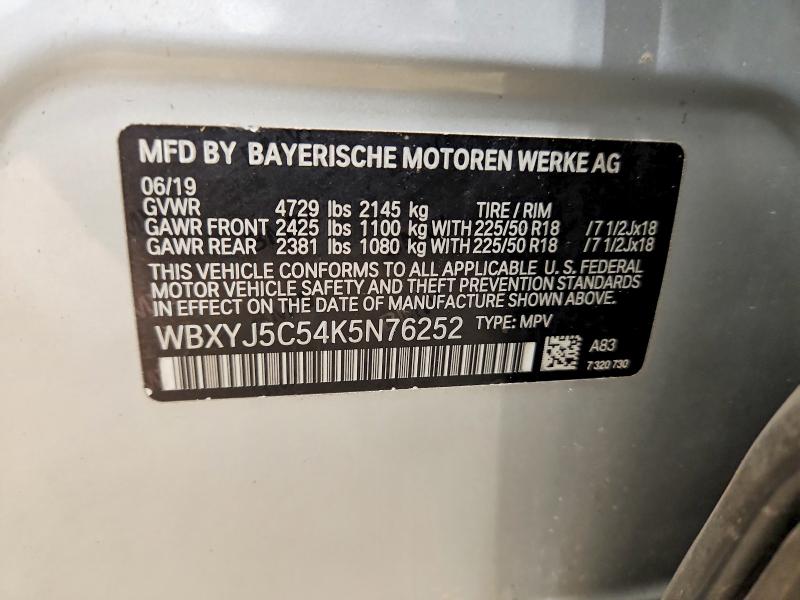 Aukcja sprzedaży 2019 Bmw X2, vin: WBXYJ5C54K5N76252, numer aukcji: 50643086