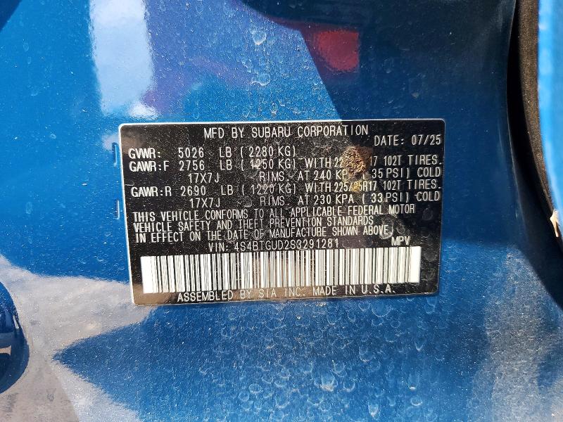 Продаж на аукціоні авто 2025 Subaru Outback, vin: 4S4BTGUD2S3291281, номер лоту: 47266396