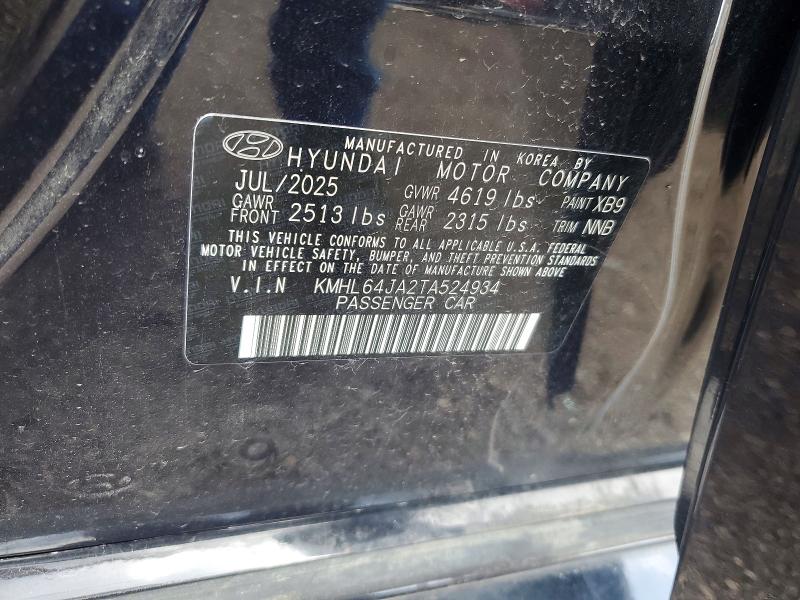 2026 Hyundai Sonata მანქანა იყიდება აუქციონზე, vin: KMHL64JA2TA524934, აუქციონის ნომერი: 51011206