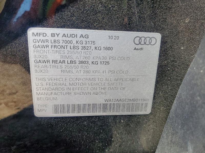 Aukcja sprzedaży 2021 Audi E-tron, vin: WA12AAGE2MB011941, numer aukcji: 50743556