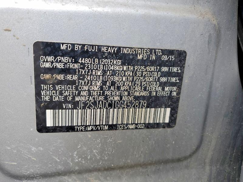 Продажа на аукционе авто 2016 Subaru Forester, vin: JF2SJADC1GG452879, номер лота: 50417776