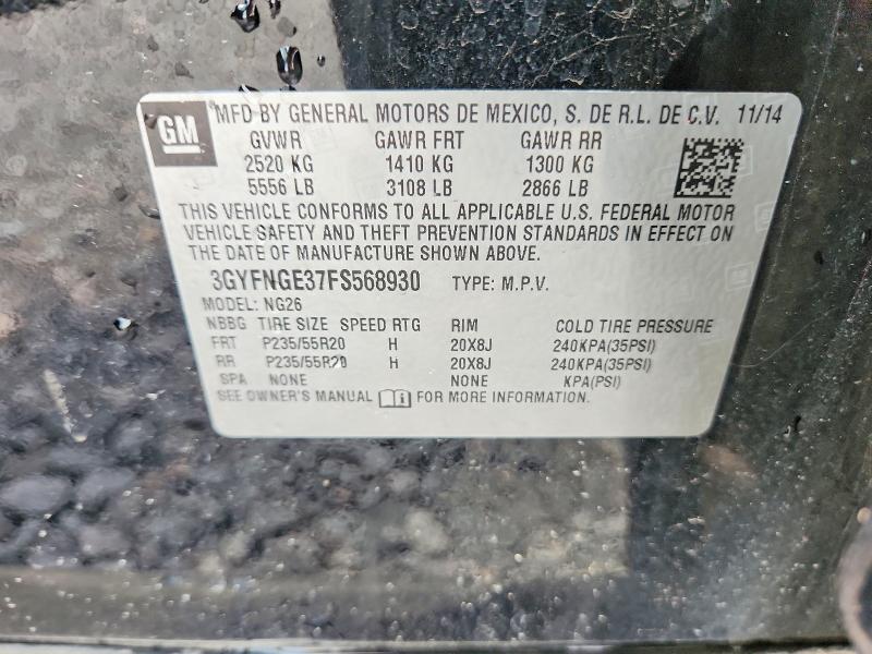 2015 Cadillac Srx მანქანა იყიდება აუქციონზე, vin: 3GYFNGE37FS568930, აუქციონის ნომერი: 51162686