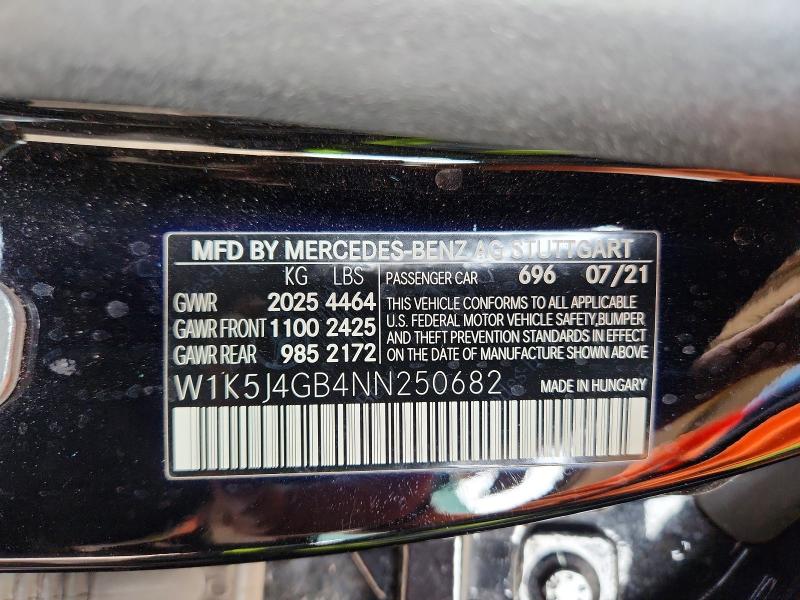 2022 Mercedes-benz Cla მანქანა იყიდება აუქციონზე, vin: W1K5J4GB4NN250682, აუქციონის ნომერი: 48697246