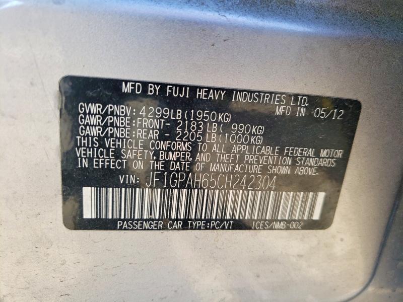 Auction sale of the 2012 Subaru Impreza, vin: JF1GPAH65CH242304, lot number: 50775696