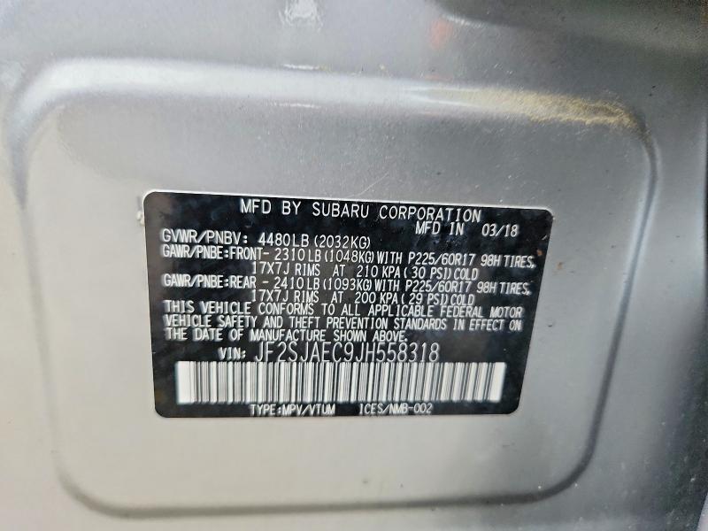 Aukcja sprzedaży 2018 Subaru Forester, vin: JF2SJAEC9JH558318, numer aukcji: 50152076
